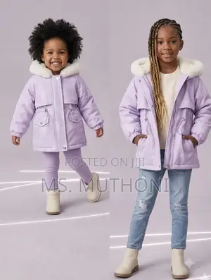 Koti la Parka la Majira ya Baridi la Wasichana lenye Manyoya bandia