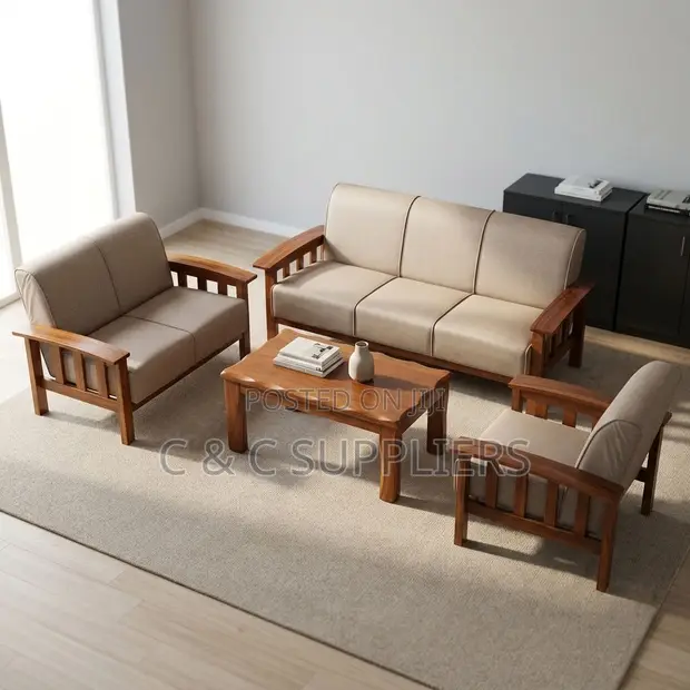 6-Seater Fabric Reception Sofa Set - 1