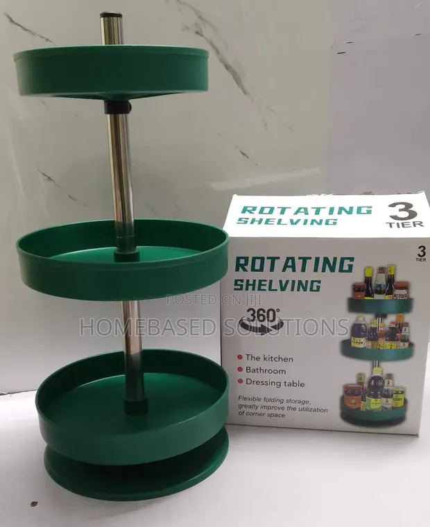 Rafu ya Viungo ya Plastiki ya 3-Tier Inazunguka - 1