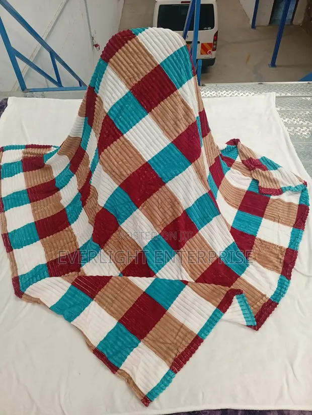 Printed Stripe Velvet Fleece Blanket - 1