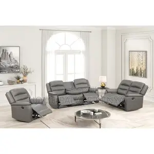 Luxury 7 Seater Recliner Sofa Set - Kijivu Kitambaa