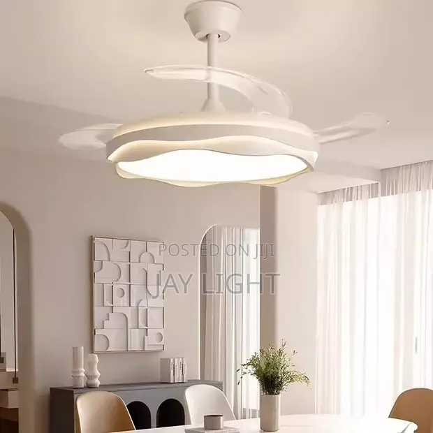 Modern LED Chandelier Ceiling Fan with 3 Color Light - 1