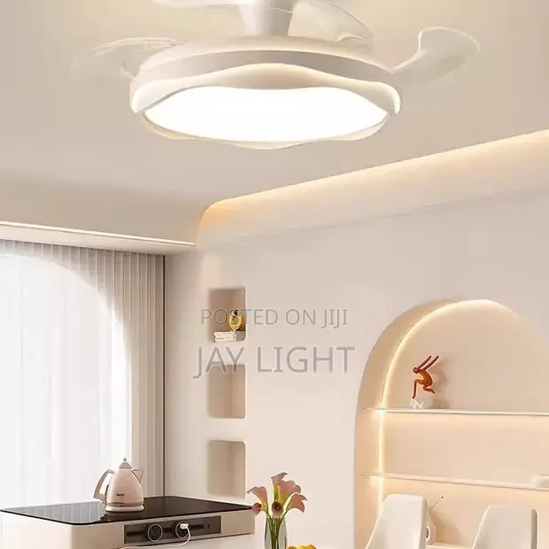 Silent Remote Control Hidden Blade Decorative Ceiling Fan Light - 1