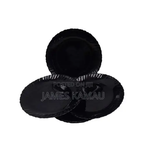 6 Pcs 10.5" Elegant Black Glass Dinner Plate Set - 1