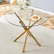 Modern 4 Seater Glass Round Dining Table - 1