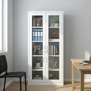 Office Cabinet: Metal with Glass Doors