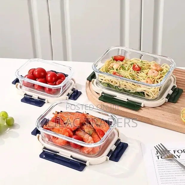Glass Food Storage Lunch Box Containers – 3Pcs Set - 1