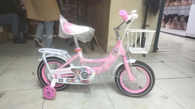 12" Girls Kids Bicycle - Pink | Training Wheels & Basket - 1