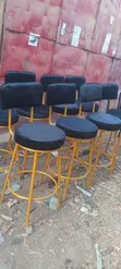 Modern Velvet Bar Stool Chair - Metal Frame - 2