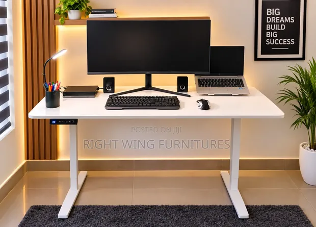 Boss Office Products Meza ya Umeme inayoweza Kurekebishwa - Nyeupe - 1