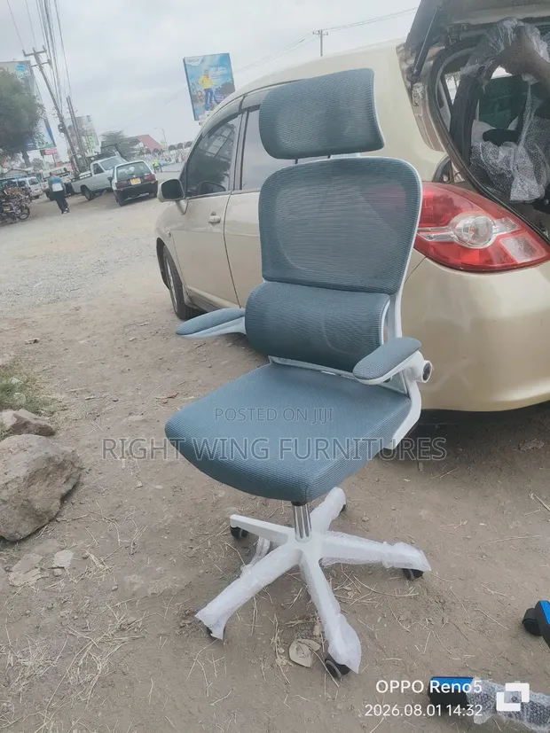 Kiti cha Ofisi cha Kukunja cha Kijivu Nyeupe Kinachoweza Kurekebishwa na Usaidizi wa Mgongo - 1