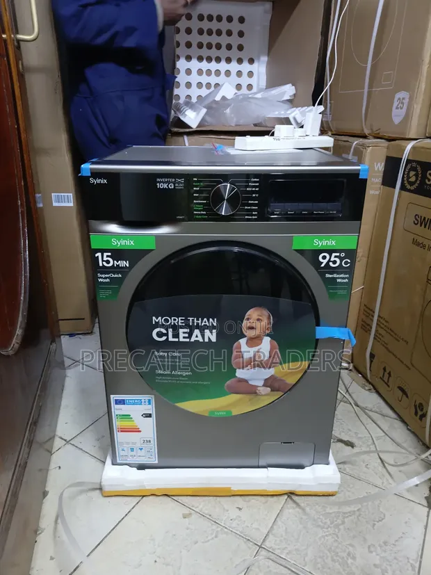 Syinix 10KG Automatic Washing Machine - Steam Baby Care - 1