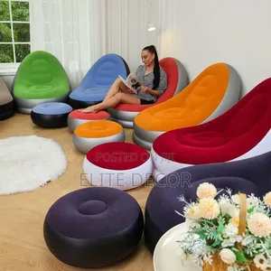 110x85cm Inflatable Lazy Bean Sofa Seat with Manual Pump