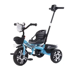 Tricycle ya Watoto ya Bluu na Push Handle