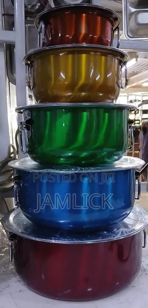 5pc Stainless Steel Colorful Serving Pot Set
