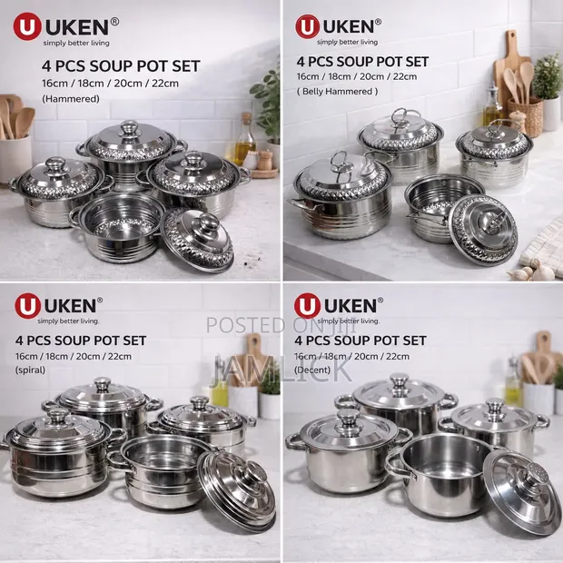 4pcs Uken Stainless Steel Serving Pots Set - 1