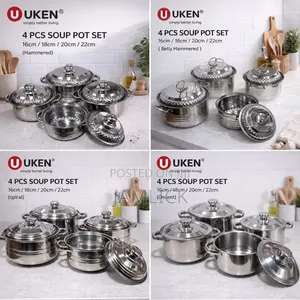 4pcs Uken Stainless Steel Serving Pots Set