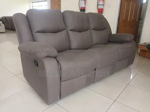 Kochi ya Recliner ya Viti 3 Nyeusi ya Kitambaa