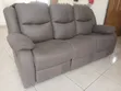 Kochi ya Recliner ya Viti 3 Nyeusi ya Kitambaa - 2