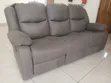 Kochi ya Recliner ya Viti 3 Nyeusi ya Kitambaa - 4