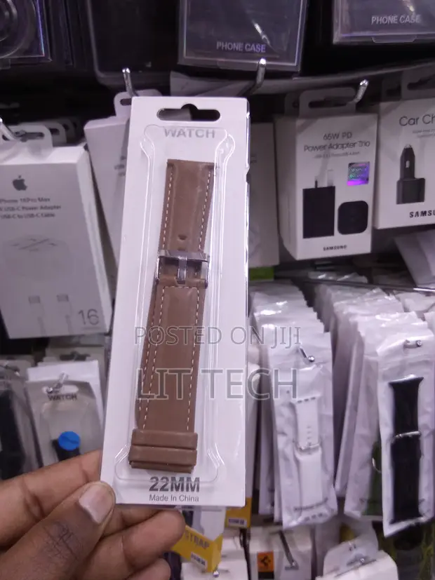 Kamba ya Saa ya Ngozi ya Kawaida 22mm - Kahawia Mwepesi/Khaki - 1