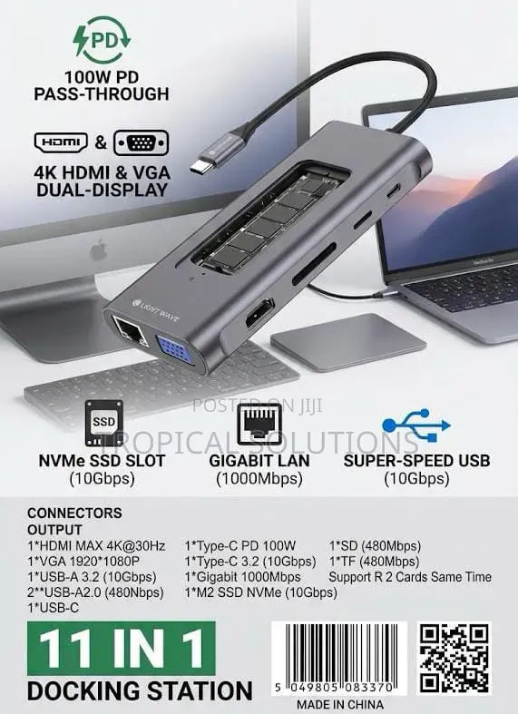Light Wave LW-M2/NVMe 11-in-1 USB-C Hub Dock - 1