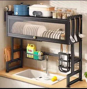 Single Over the Sink Dish Rack with Glass Acrylic Cover