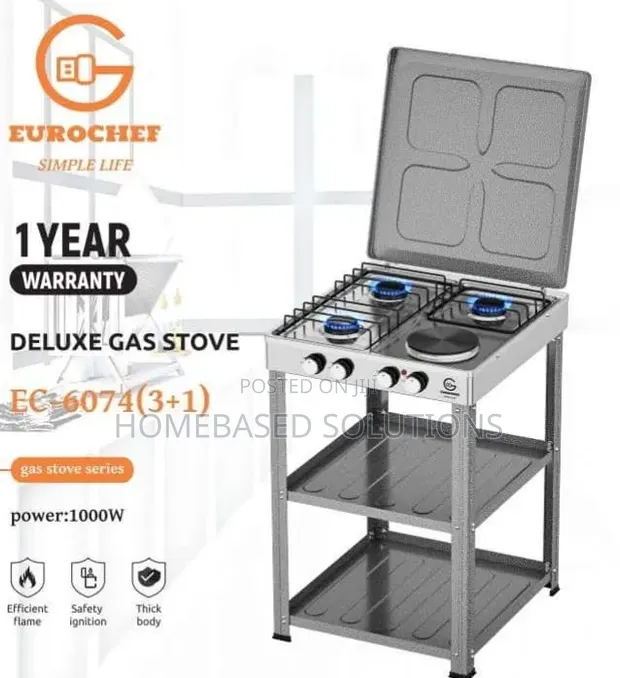 Eurochef Deluxe 3+1 Standing Cooker with Shelves - 1
