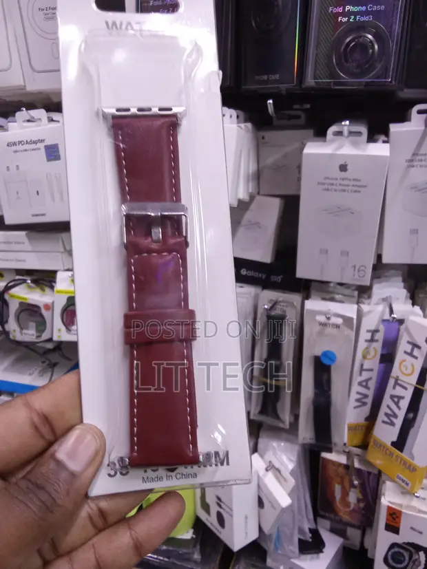Mkanda wa Ngozi wa Apple Watch - Maroon/Wine Red - 38/40/41mm - 1