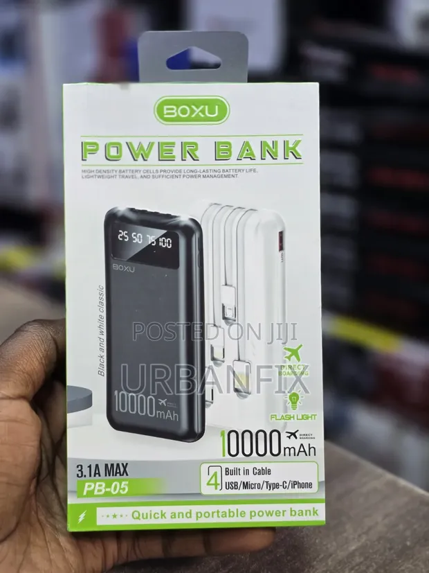 Boxu PB-05 10000mAh Fast Charging Power Bank with 4 Cables - 1