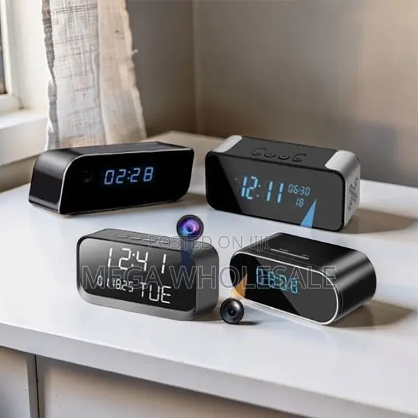 HD Remote Monitor WiFi Alarm Table Clock Hidden Spy Camera - 1