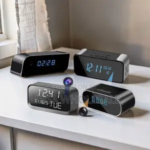 HD Remote Monitor WiFi Alarm Table Clock Spy Camera Iliyofichwa