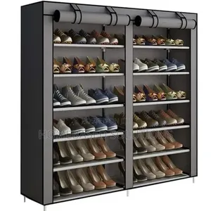 Double Column Dust-Proof Shoe Rack 113x107x30cm