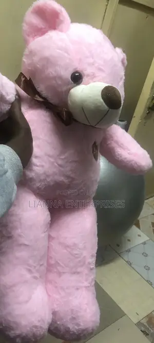 Teddy Bear Pink wa Upendo na Patch ya Moyo