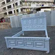 5x6 Posh Sturdy White Carved Panel Bed - 1