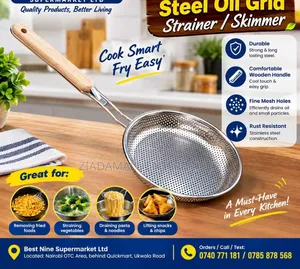 Quality Steel Oil Grid Strainer with Wood Handle