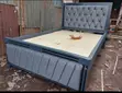 5x6 Plush Grey Diamond Tufted Bed - 1