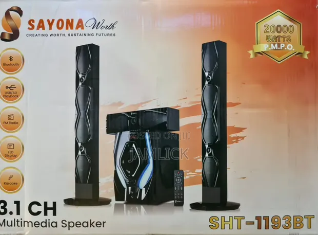 Sayona 3.1 Tallboy SHT 1193bt mfumo wa spika wa Bluetooth - 1