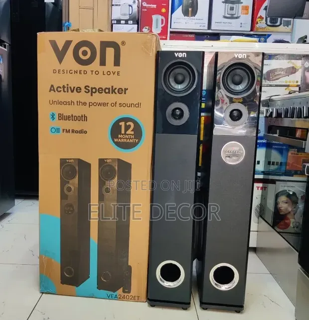 Von 2.0ch VEA2402ET Active Tallboy Speakers – 240W RMS - 1