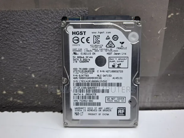 HGST 1TB 2.5" SATA III Internal HDD (7200 RPM) - 1