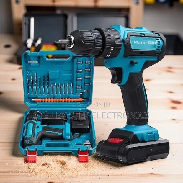 Main-One Cordless Drill with LED Light & Free Bits - 1