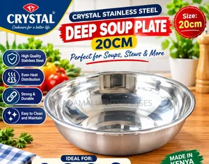 Crystal Stainless Steel Deep Soup Plate - 20cm