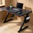 Modern Gaming Desk with LED Lights - Black - 1