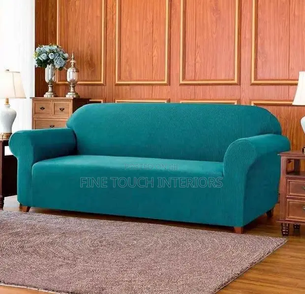 Turquoise Blue Plain Sofa Covers - 1