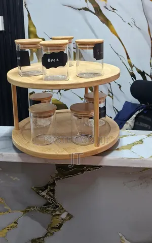 Rafu ya Viungo ya Bamboo inayozunguka