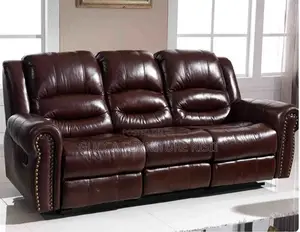 Kochi ya Recliner ya Executive ya Sehemu 5 - Ngozi ya Kahawia