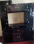 Brown Wall Unit with Open and Closed Shelves - 2