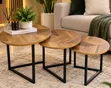 Seti ya Meza za Kahawa za Kisasa 3-in-1 - Wooden Finish - 1