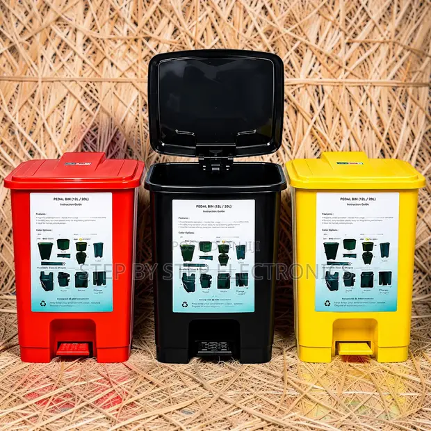 30L Hard Plastic Waste Garbage Pedal Bin - 1