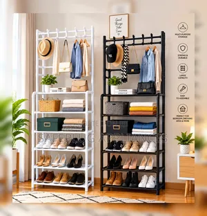 5-Tier Shoe Rack Organizer with 8 Hooks
